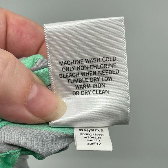 Banana Republic Womens Blouse Top Striped Roll Tab Sleeve Small Green Gray - Picture 9 of 13